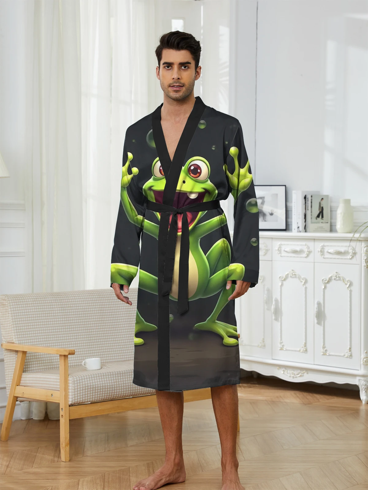 1pcs Men's Robes 2026 Spring/Summer Bathrobe Graphic Shower Robe Funny Pajamas Breathable Sleepwear 3D Printed Sleepwear