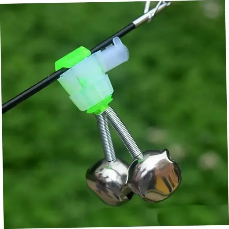 New Fishing Bite Alarms Fishing Rod Bell Rod Clamp Tip Clip Bells Ring Green ABS Fishing Accessory Outdoor Tackle Fish Alarm