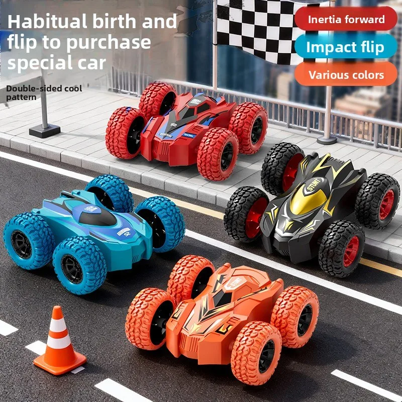 New children's four-wheel drive double-sided inertial car stunt tumbling model boy toy car toys, children's birthday gifts