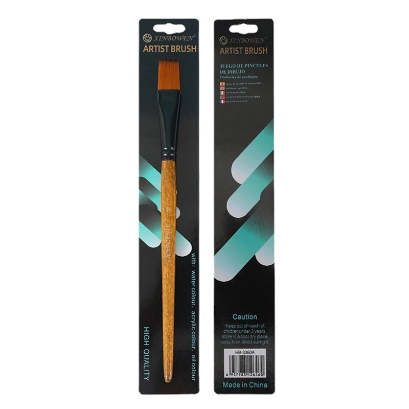 1 pz venatura del legno pennello professionale in Nylon pennello ad olio pennelli per pittura ad acquerello arte studente accessorio stazionario muslimpambicaby