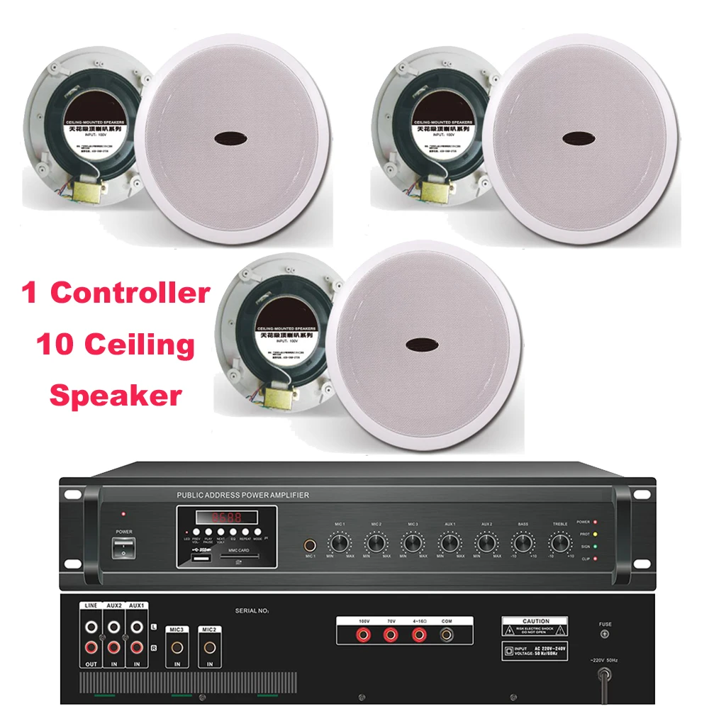

Professional 10pcs X60W Ceiling Speaker 600W Amplifier Controller Set for Conference Meeting Room Supermarket Malls School