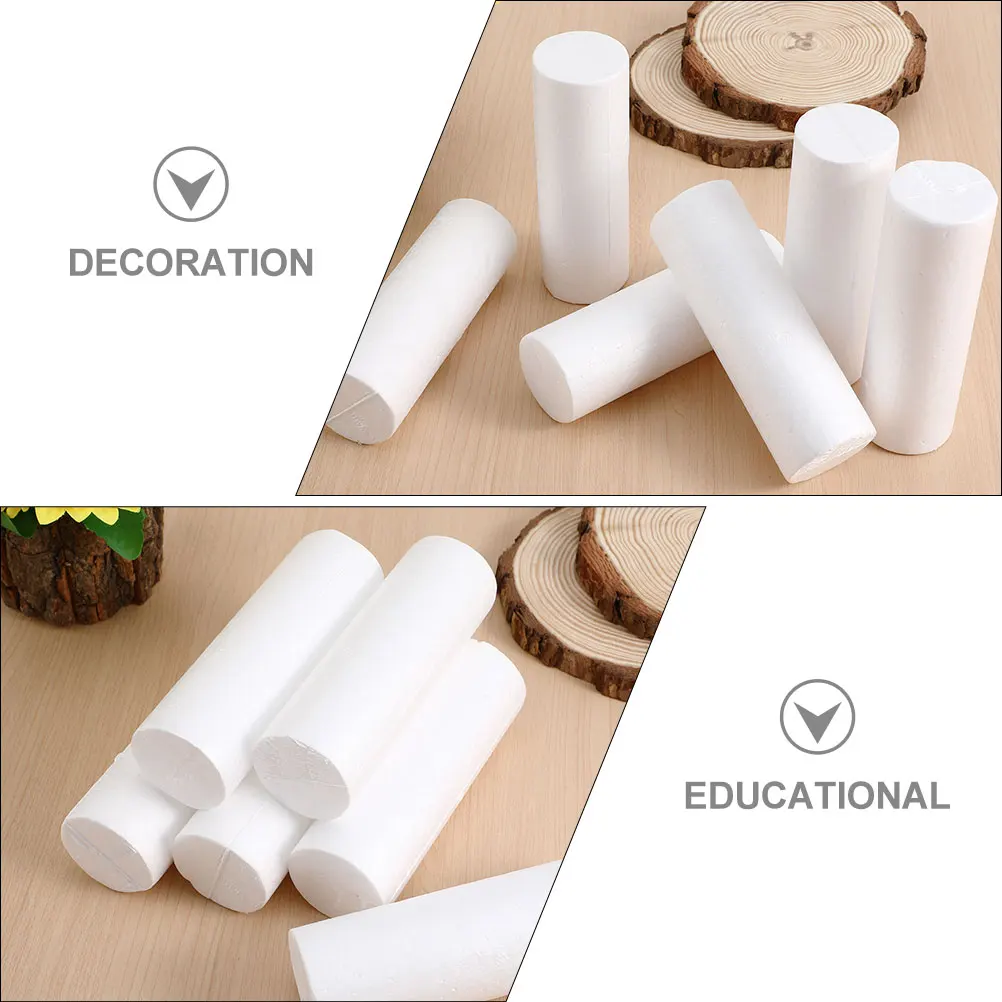 6pcs 10cm 20cm White Cylinder Shape Polystyrene Foam Modelling Cylinder Pillar Ornaments DIY Craft Christmas Decoration