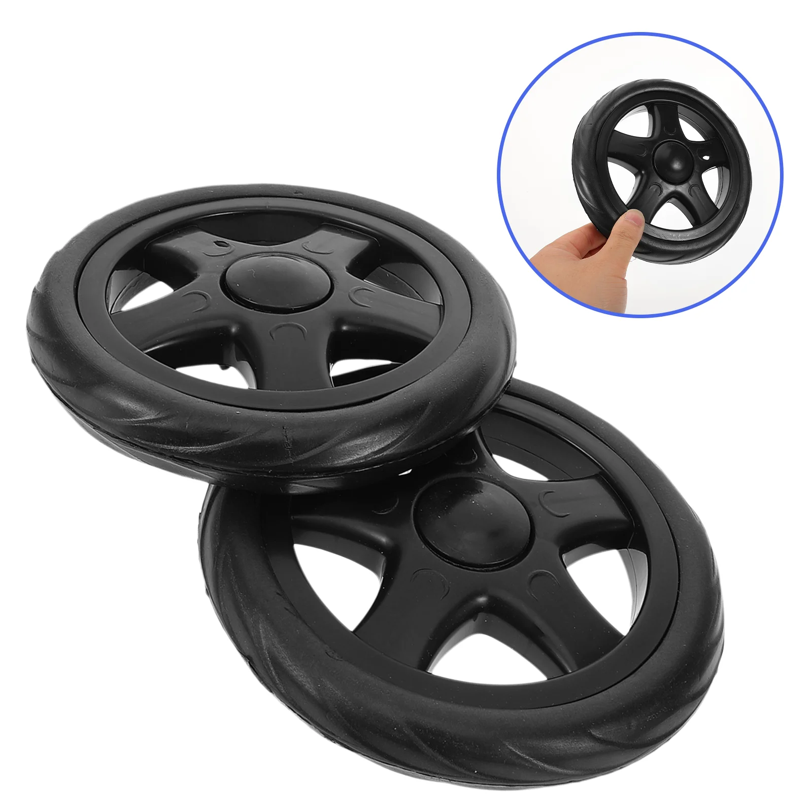 2 Pcs Shopping Cart Wheels Folding Van Accessories Laundry Rolling Heavy Duty Plastic