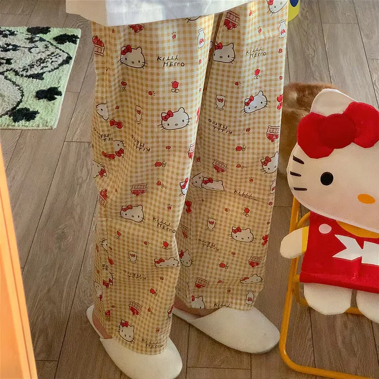 Sanrio Hello Kitty Pajama Pants Ins Style Anime Loose Pajama Pant Student Girl Mosquito Repellent Pants Cute Casual Pants Gift