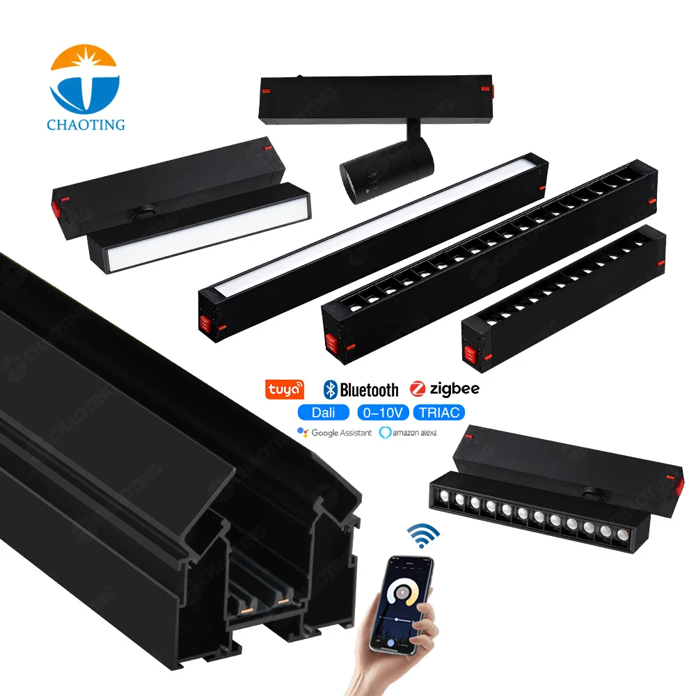 

220V LED Track Lighting System Indoor Decorative Lighting Aluminum Profile Trimless COB Magnetic Track Light For Stretch Ceiling