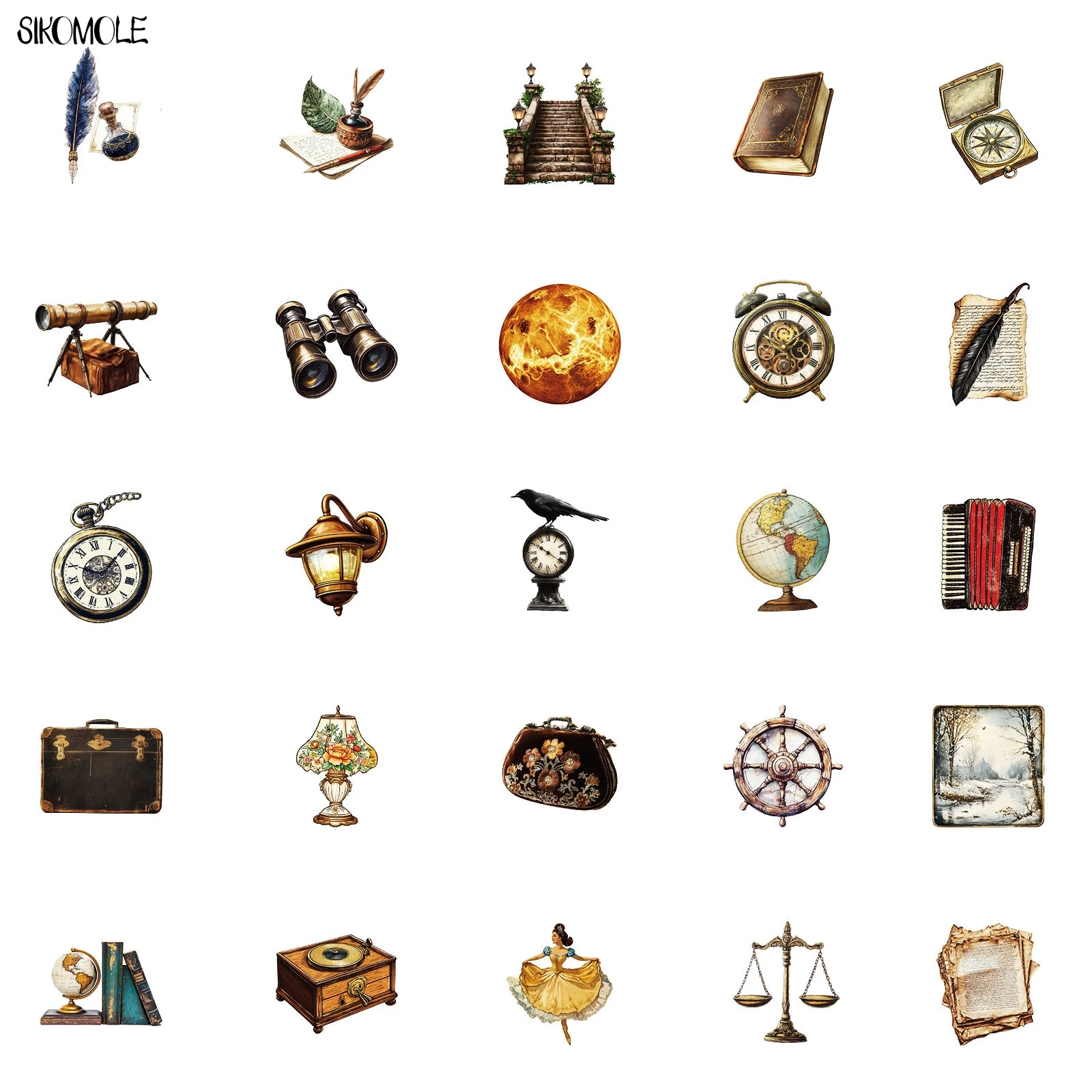 10/30/50PCS ย้อนยุควินเทจยุโรปศิลปะกราฟฟิตี้สติกเกอร์ความงามยุคกลางหนังสือ DIY ของเล่นกระเป๋าเดินทางสติ๊กเกอร์รูปลอกแพ็ค