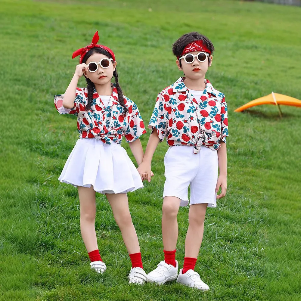 Fantasia de líder de torcida para dia das crianças, jogos esportivos, cerimônia de abertura, fantasia de performance, vestido de formatura infantil, camisa