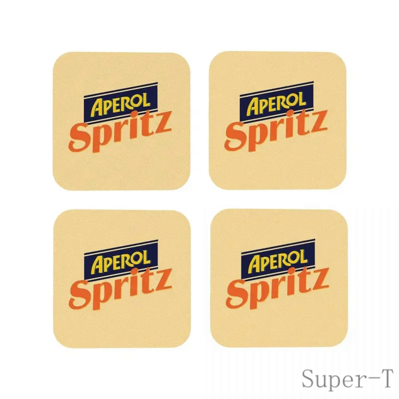 Aperol Spritz Coasters Kitchen Placemats Non-slip Insulation Cup Coffee Mats For Decor Home Tableware Pads Set of 4