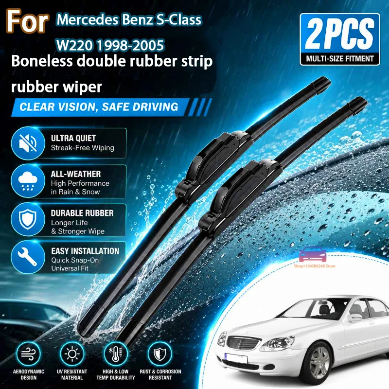 

Front Windshield Wiper Blades For Mercedes Benz S-Class W220 1998-2005 Windshield Windscreen Window 26"26" Modification Parts