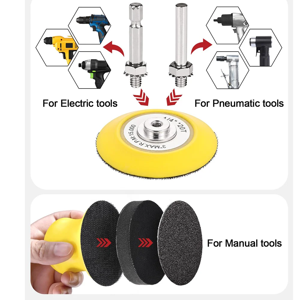 3 Inch Hook and Loop Sandpaper 268 Pcs Assorted 80-5000 Grit with Soft Foam Buffering Pad 1/4