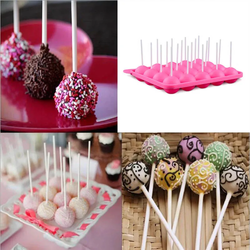 20 Holes Silicone Cake Pop Mold Lollipop Maker Baking Cake Mould Candy Chocolate Bar Mold Kitchen Accessories Decorating Tools