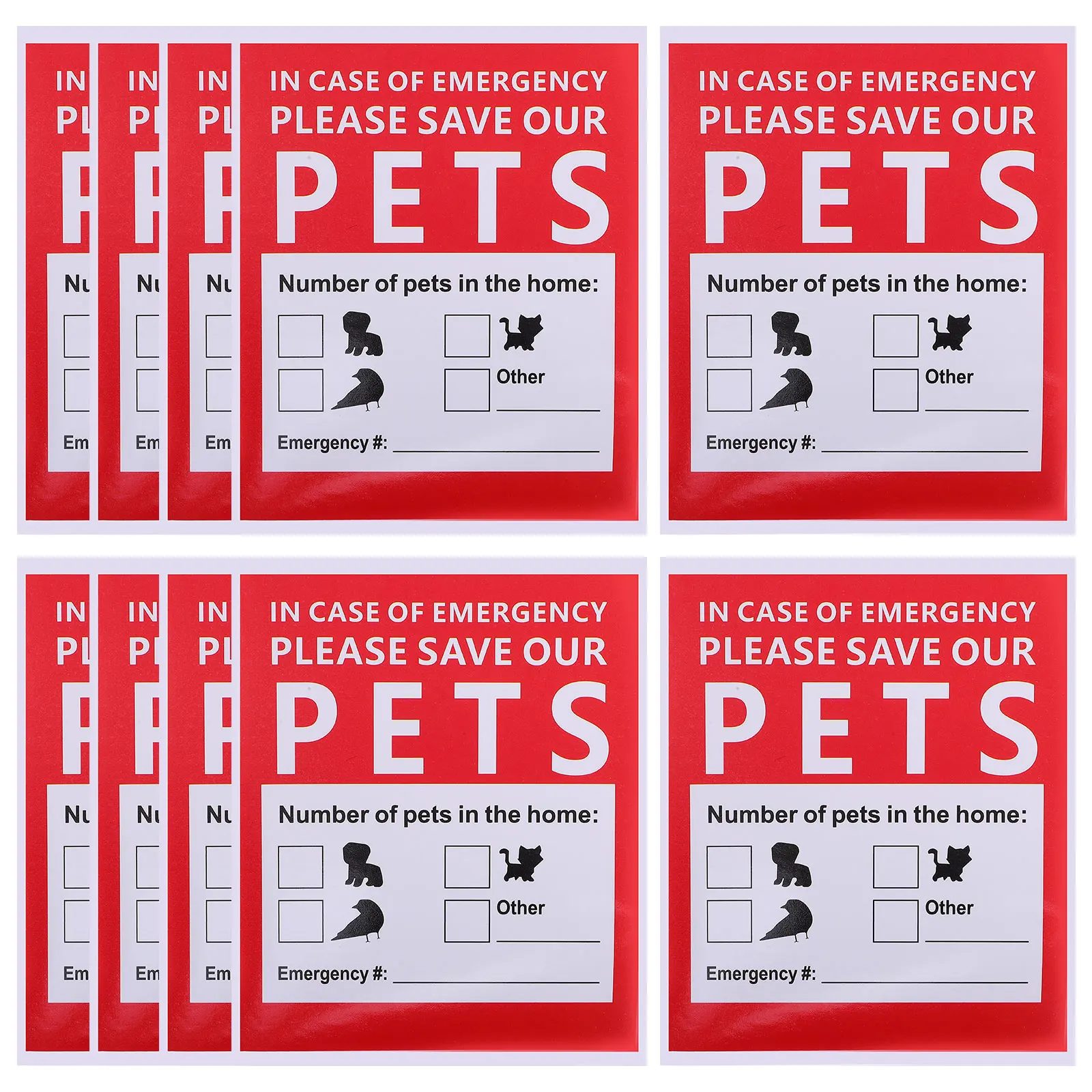 

10 Sheets Outdoor Stickers Emergency Decal Label Animals inside Fire