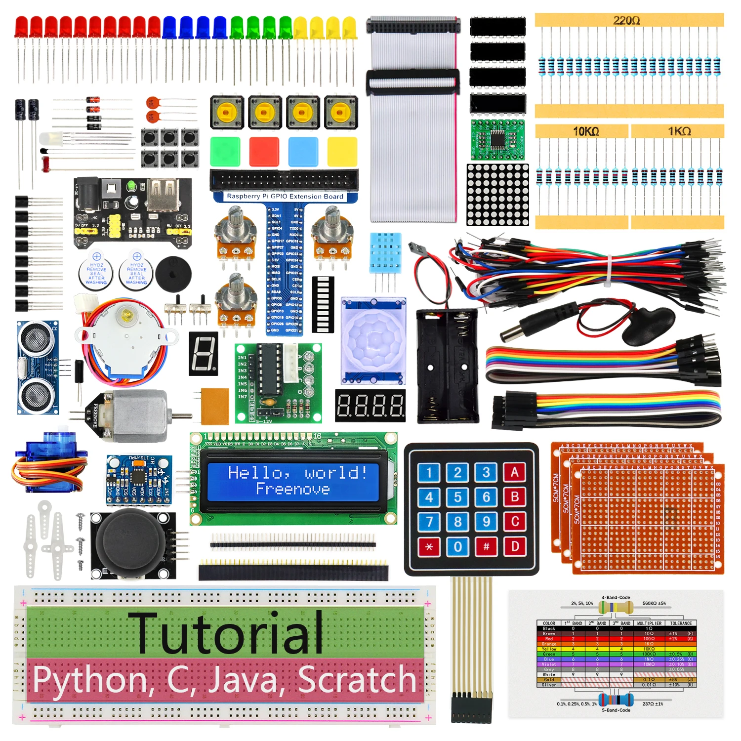 Freenove Ultimate Starter Kit for Raspberry Pi 5 4 B 3 400 Zero 2 W, 962-Page Tutorial, 223 Items, 128 Projects, Python C Java