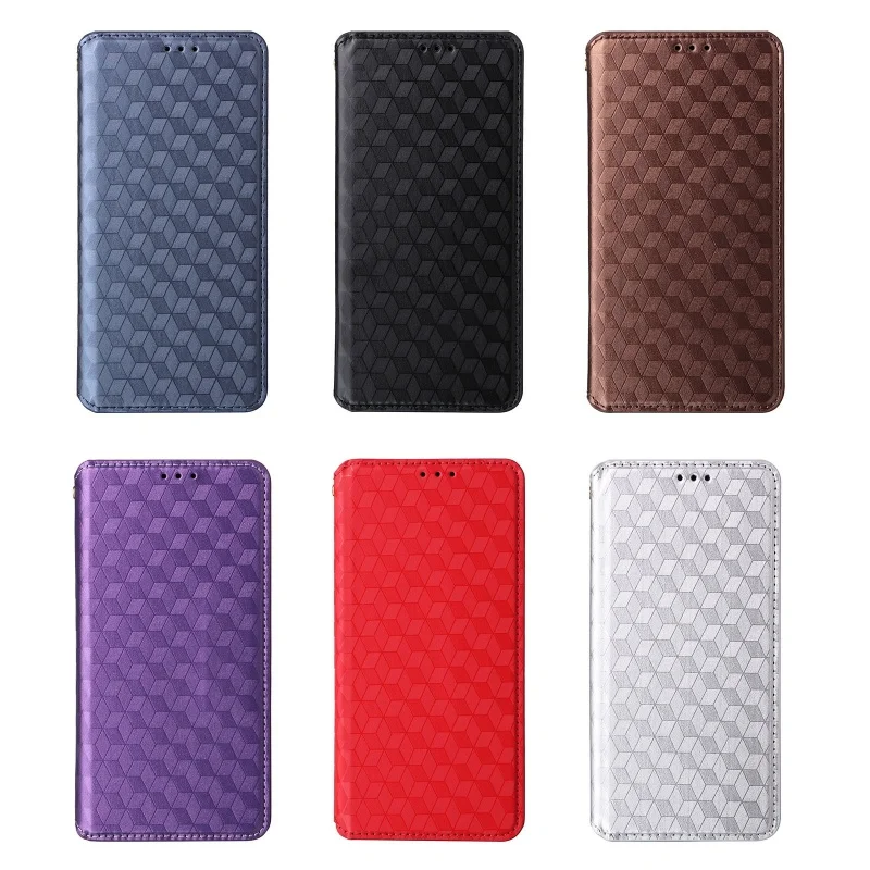 For ZTE nubia V80 Max Wallet Case Self-Adhesive PU Leather Flip Phone Case Magnetic Business Card Holder Stand for Nubia V80Max
