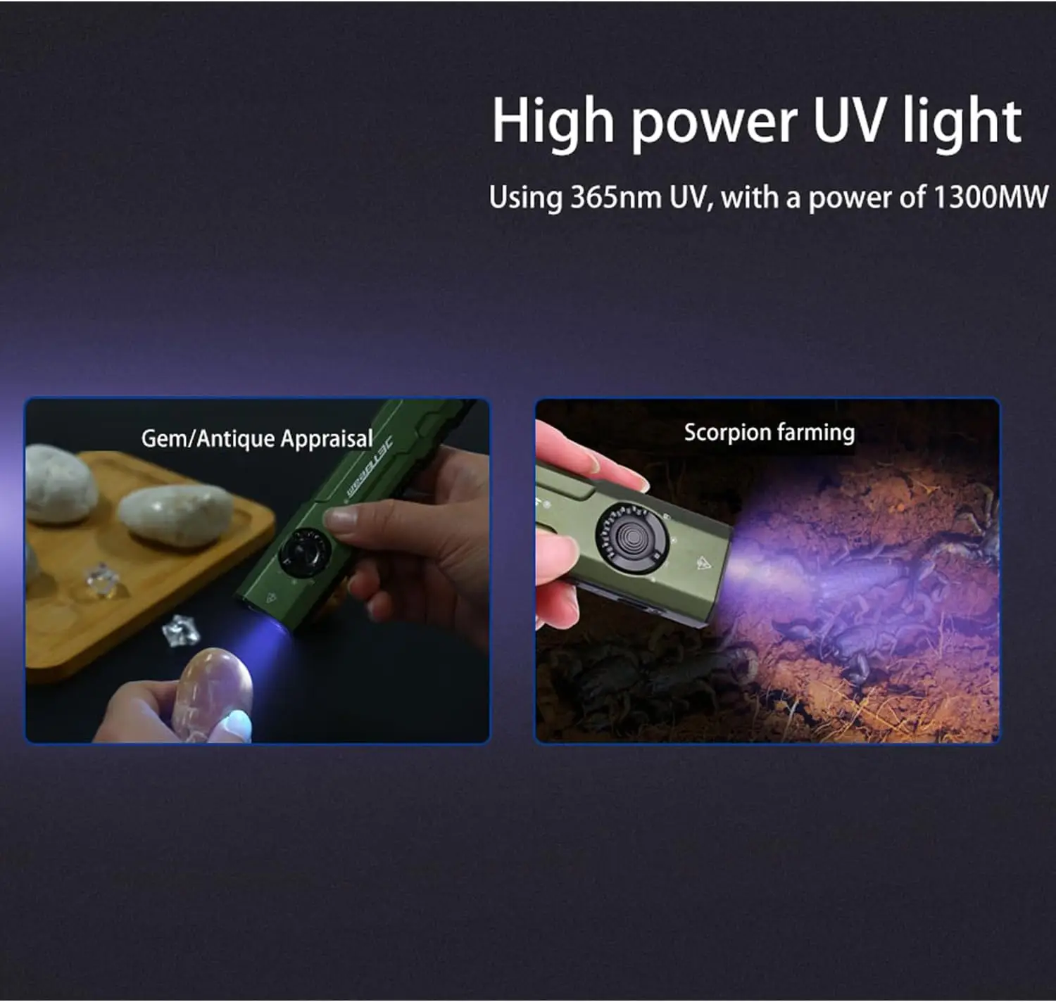 JETBeam E26 UV Kunai SST40 Rechargeable ED Flashlight 4 Constant Brightness Mode Strobe+1300mW UV+Green Beam Combo 2000 Lumens view 5