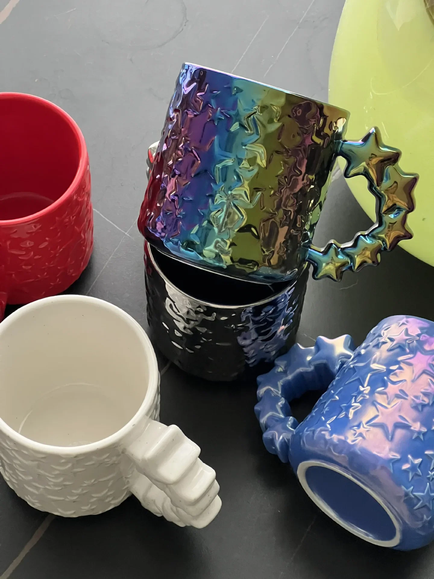 

INS wind multicolor electroplating dazzling star cup handmade ceramic mug premium niche coffee cup