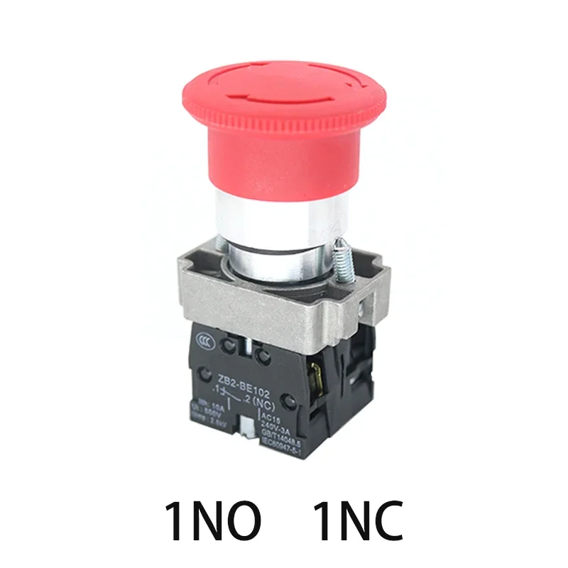 Emergency Stop Switch XB2-BS542 22mm Mushroom Head 1NC+1NO/1NC Rotary Locking Push Button 2-Position Industrial Safety Switch