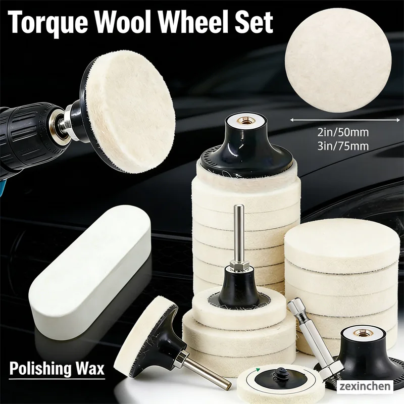 

4PCS 2-3-inch Electric Drill Special Polypropylene Felt Wheel Polishing and Waxing Wheel Torque Wool Wheel Wool Disc Button Type