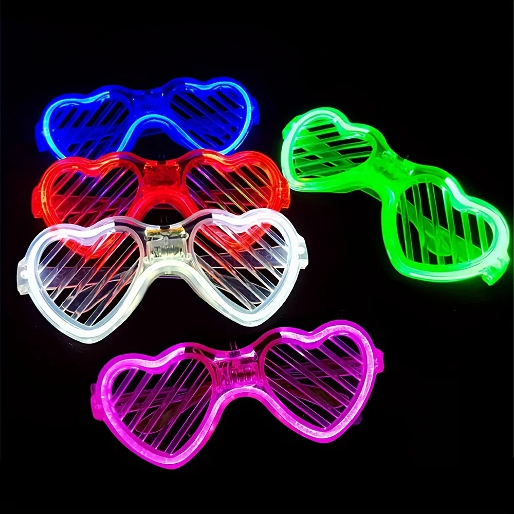 Heart LED Glasses Light Up Glasses Heart Shutter Sunglasses Glow in The Dark Party Halloween Christmas Props Party Decoration