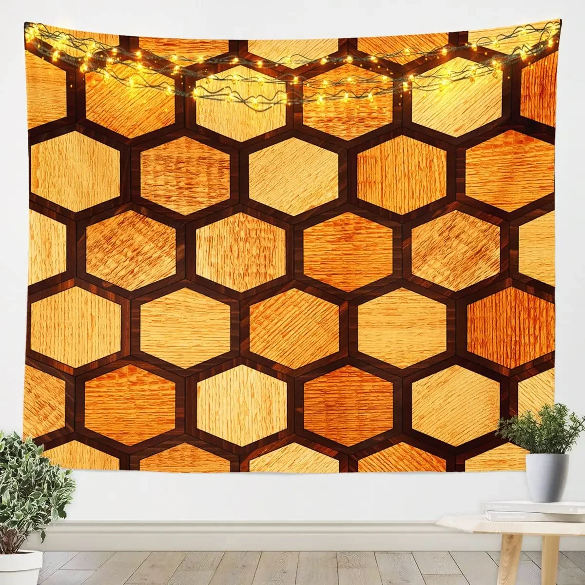 Hexagon Tapestry Geometric Diamond Honeycomb Tapestry Modern Creativity Tapestry Wall Hanging Decor for Living Room Bedroom Home
