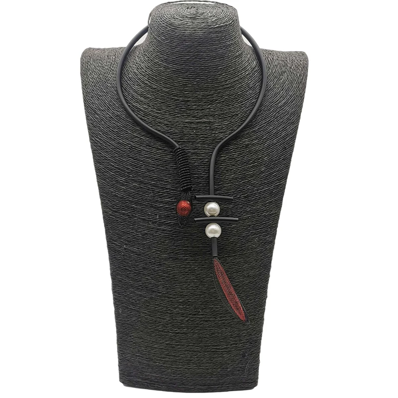 New Punk Style Handmade Opening Design Black Rubber Chain Jewelry Women's Accessories Gothic Retro Sweater Long Necklace