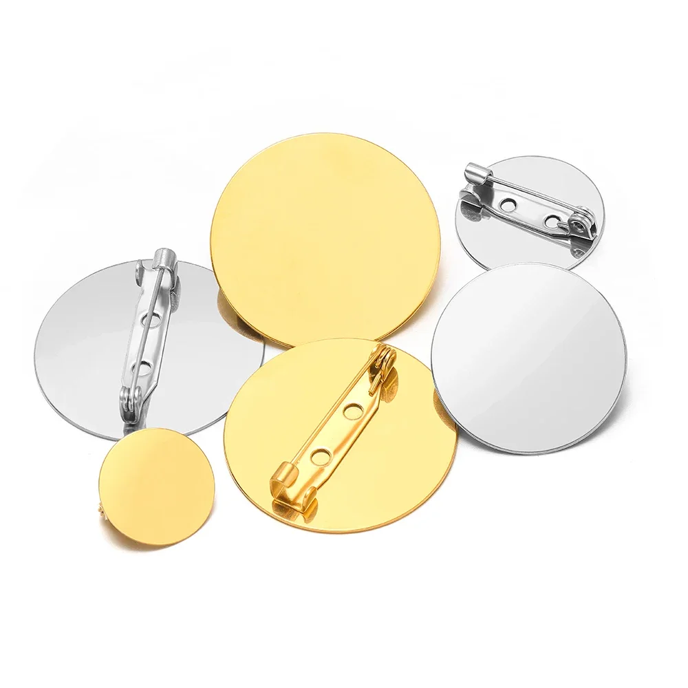 

10pcs Stainless Steel 15mm 20mm Brooches Base Blank Tray Cabochon Cameo Settings for DIY Jewelry Findings Clothes Decoration