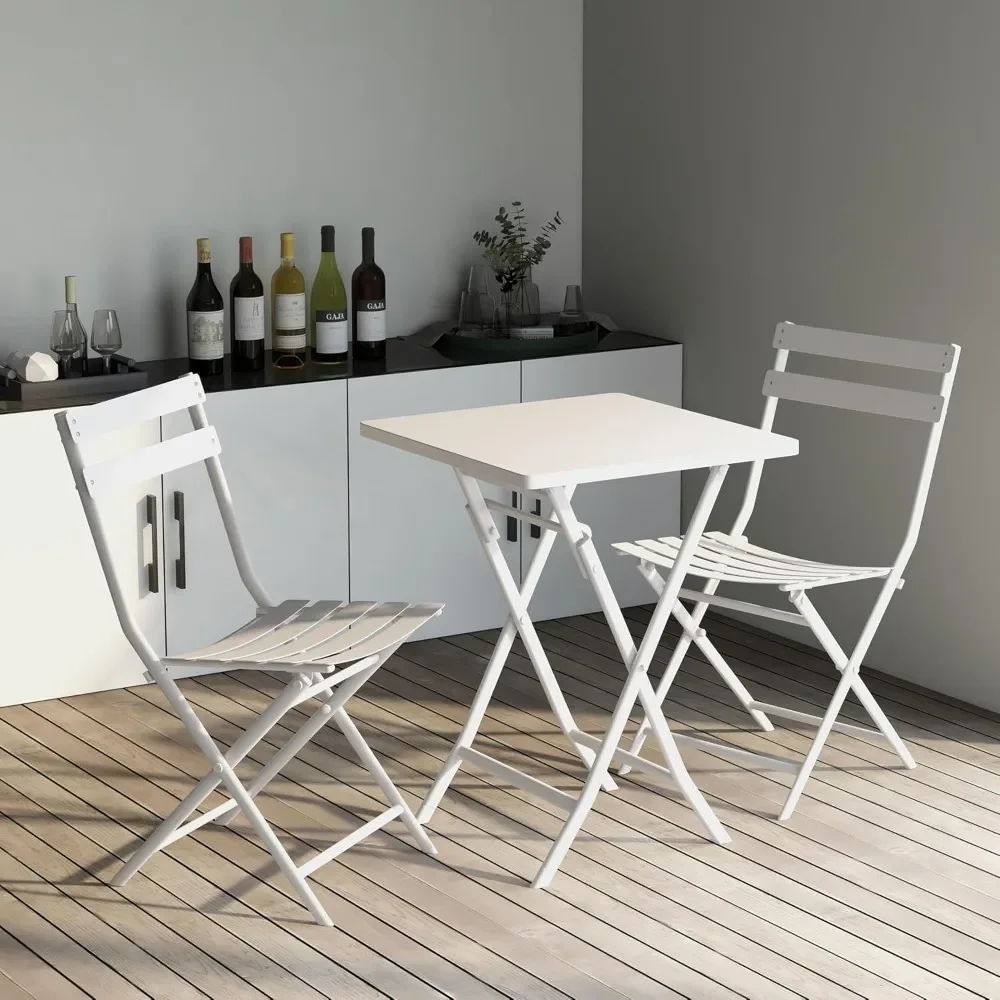 3 Stück Metall Terrasse Bistro Set-1 quadratischen Tisch und 2 Stühle, moderne faltbare Outdoor-Innen möbel für Garten, Hof, Balkon