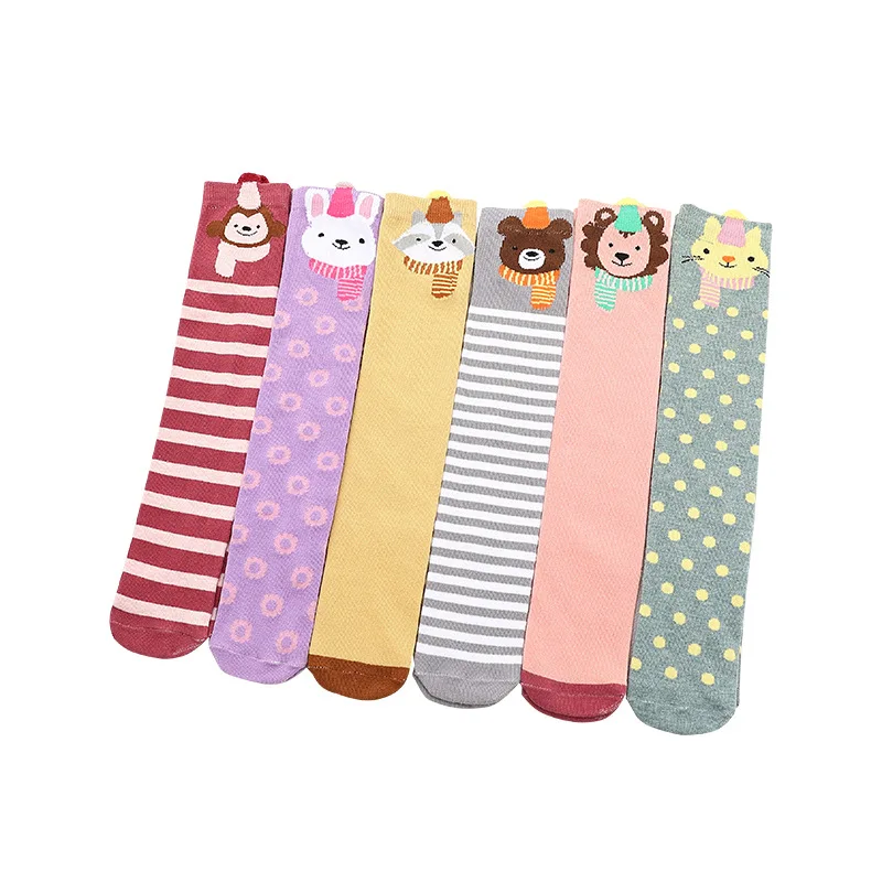 1pair children socks long socks girls cartoon knee socks free size foe 3-12 years child