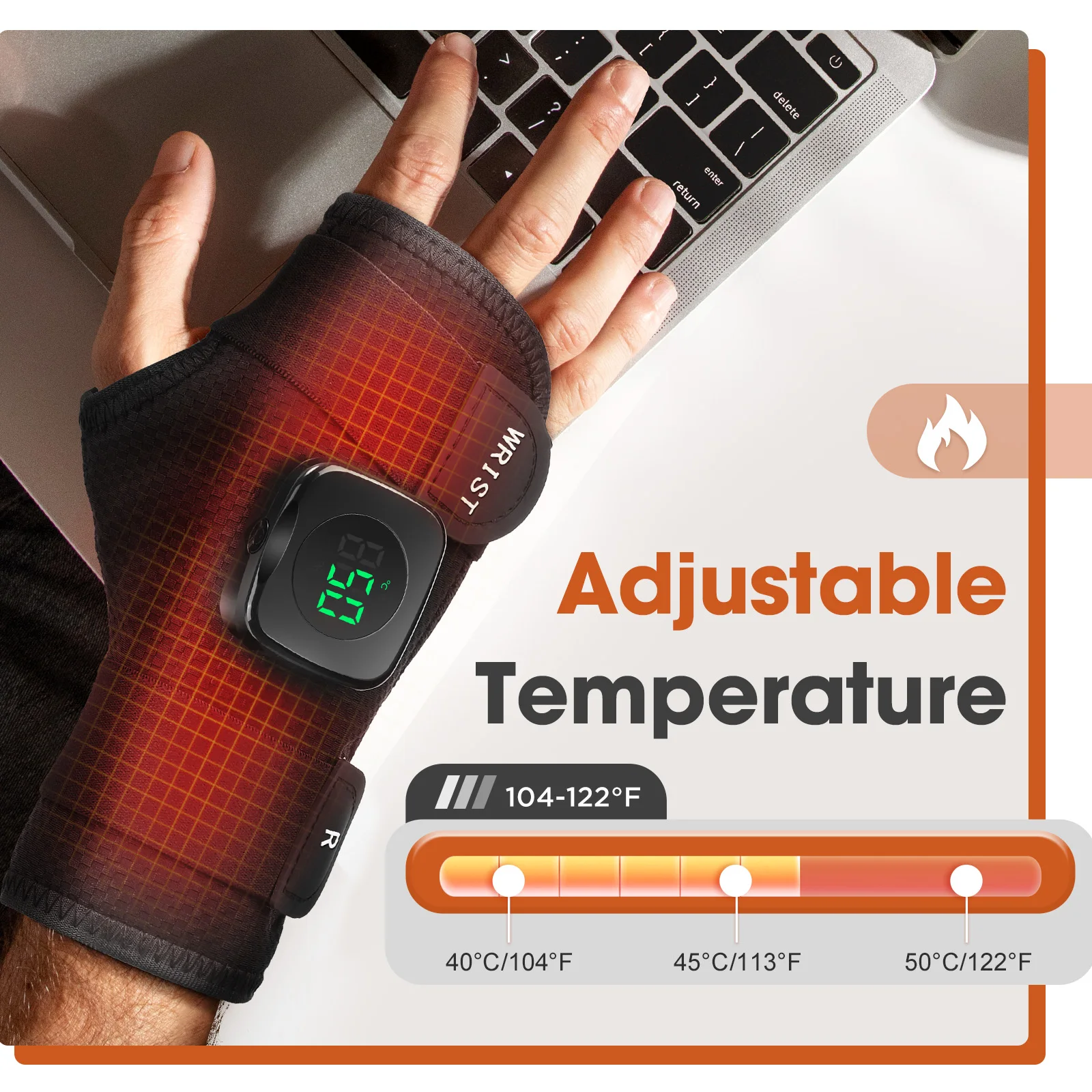 

Electric Heating Wrist Guard for Carpal Tunnel Cordless Wrist Massager Support Hot Compress Wrist Brace Wrap Tenosynovitis Band