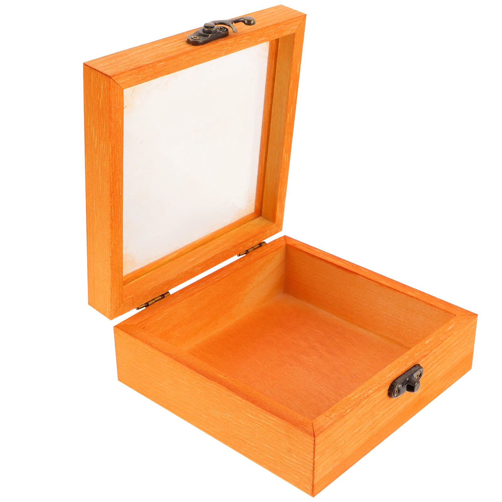 

Retro Wooden Box Gift Storage Display Case for Jewelry Photos Souvenirs Crafts Small naments Brown Transparent Top Large