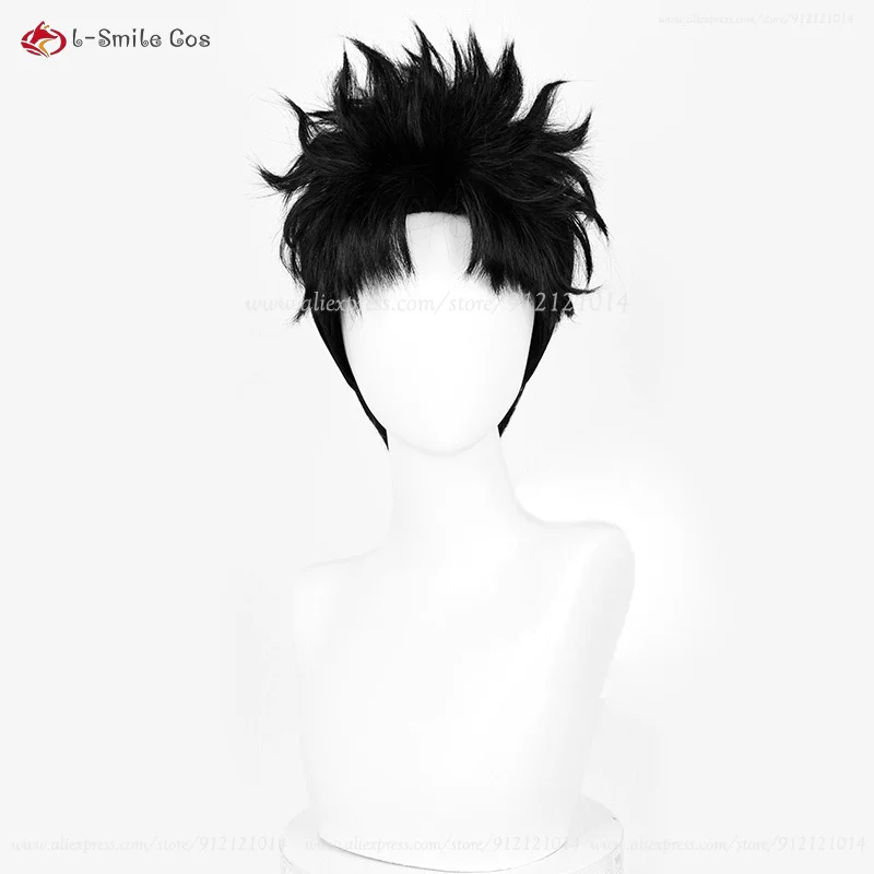 Anime Ken Takakura Cosplay 28 cm Korte Zwarte Pluizige Pruik Hittebestendige Synthetisch Haar Halloween Mannen Rollenspel Pruiken