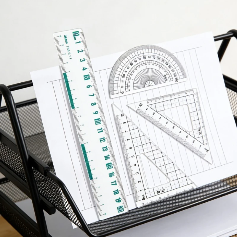 

1pcs Student Drawing Multifunctional Triangle Board Ruler Protractor Sets Simple Transparent Ruler School Stationery Supplies