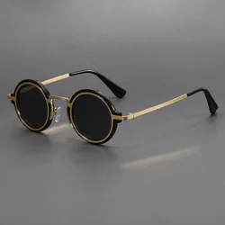 Retro Handmade Small Round Sunglasses Sun Protection Eye Protection UV Protection Men and Women Sunglasses