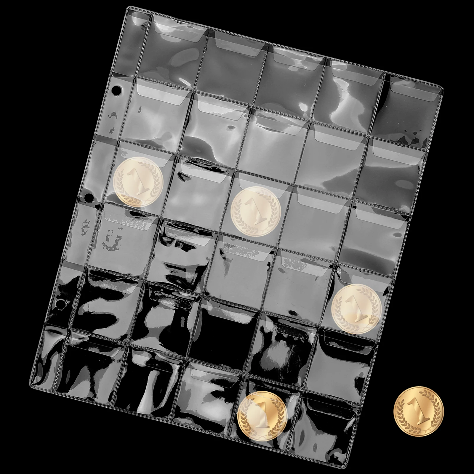 

4Pcs Coin Binder Page Simple Design Practical Use Small Items Coin Organizer Stamp Collecting Supplies