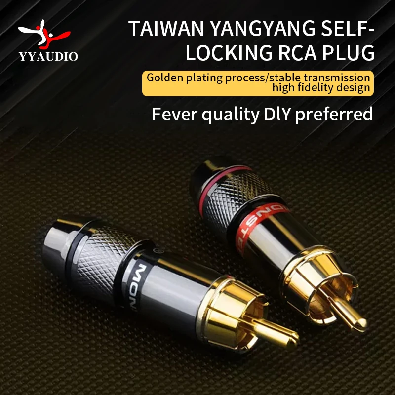4/8PCS RCA Male Plug Gold Plated Speaker Adapter Welding self-locking head Suitable for audio signal line, coaxial line