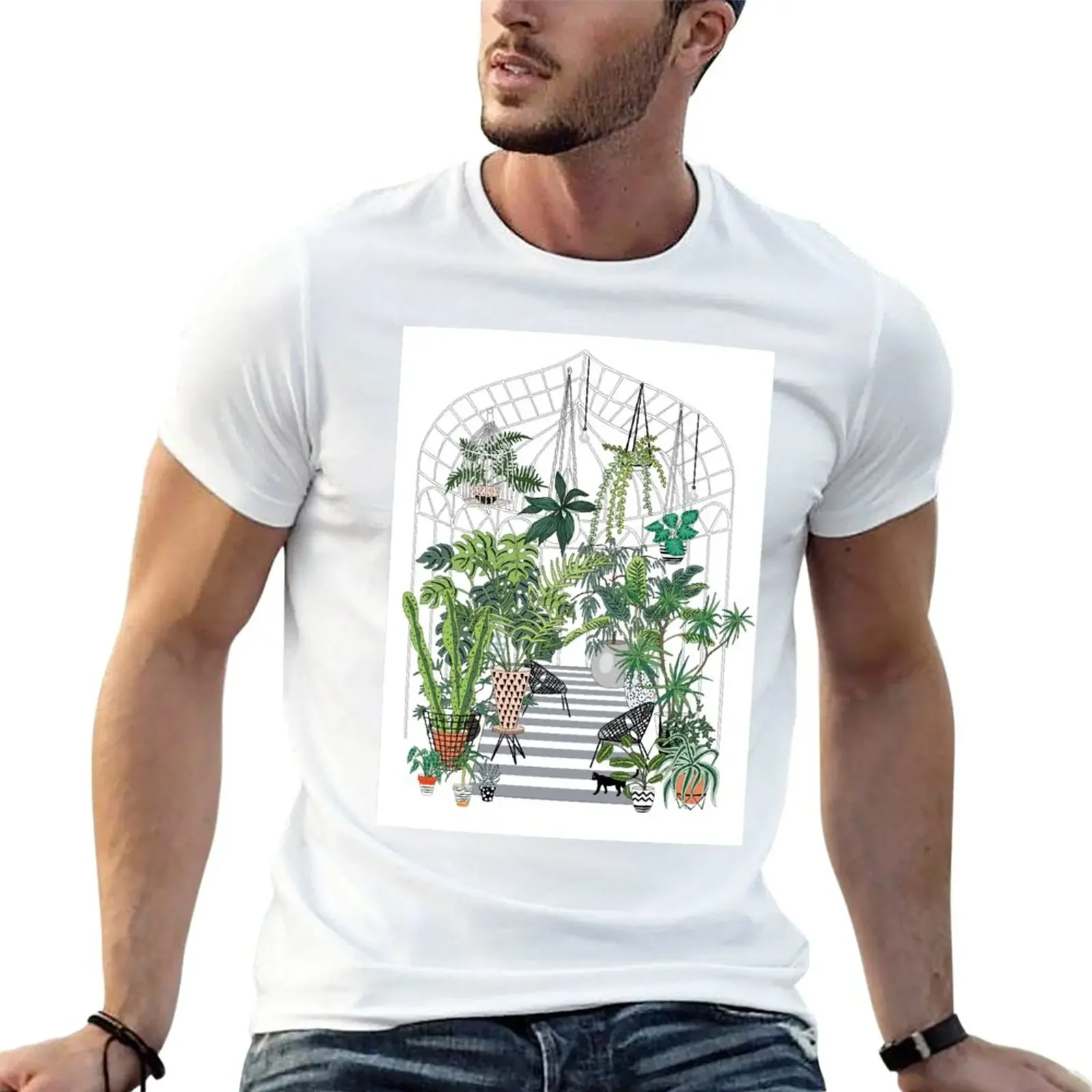 

New greenhouse illustration T-Shirt boys white t shirts Tee shirt mens graphic t-shirts hip hop