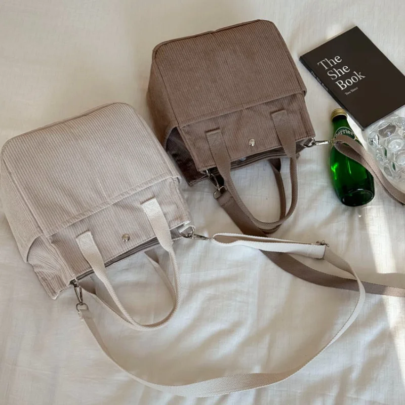 Handwaschbare Cord-Tragetasche mit mehreren Taschen, Umhängetasche für den Alltag oder Umhängetasche, einfarbige Umhängetasche für den täglichen Gebrauch – Detail 6