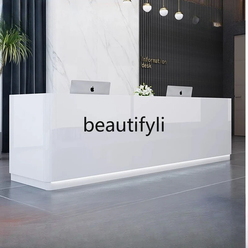 

Company Front Simple Modern Beauty Salon Bar Counter Cashier Desk Corporate Reception Lacquered Front Desk Reception Desk