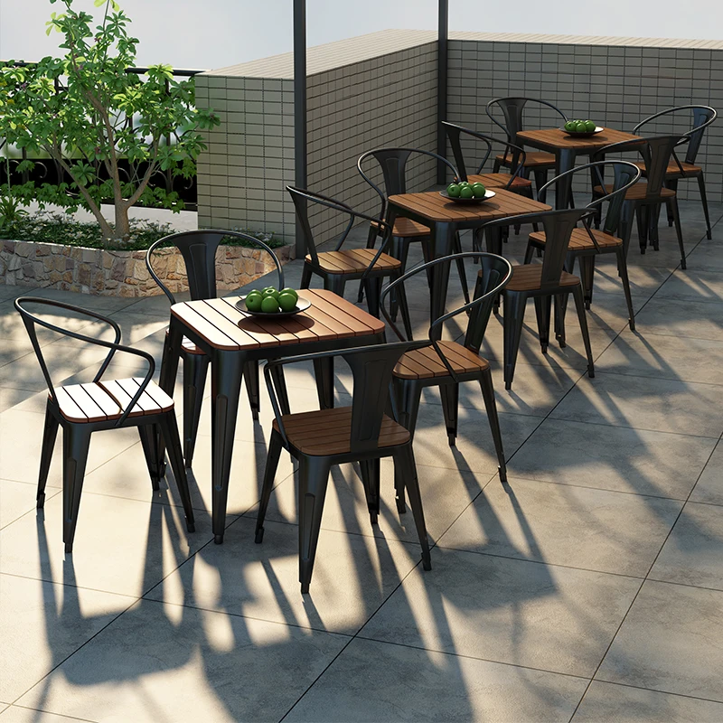 

Modern Restaurant Cafeteria Outdoor Metal Tables And Chairs