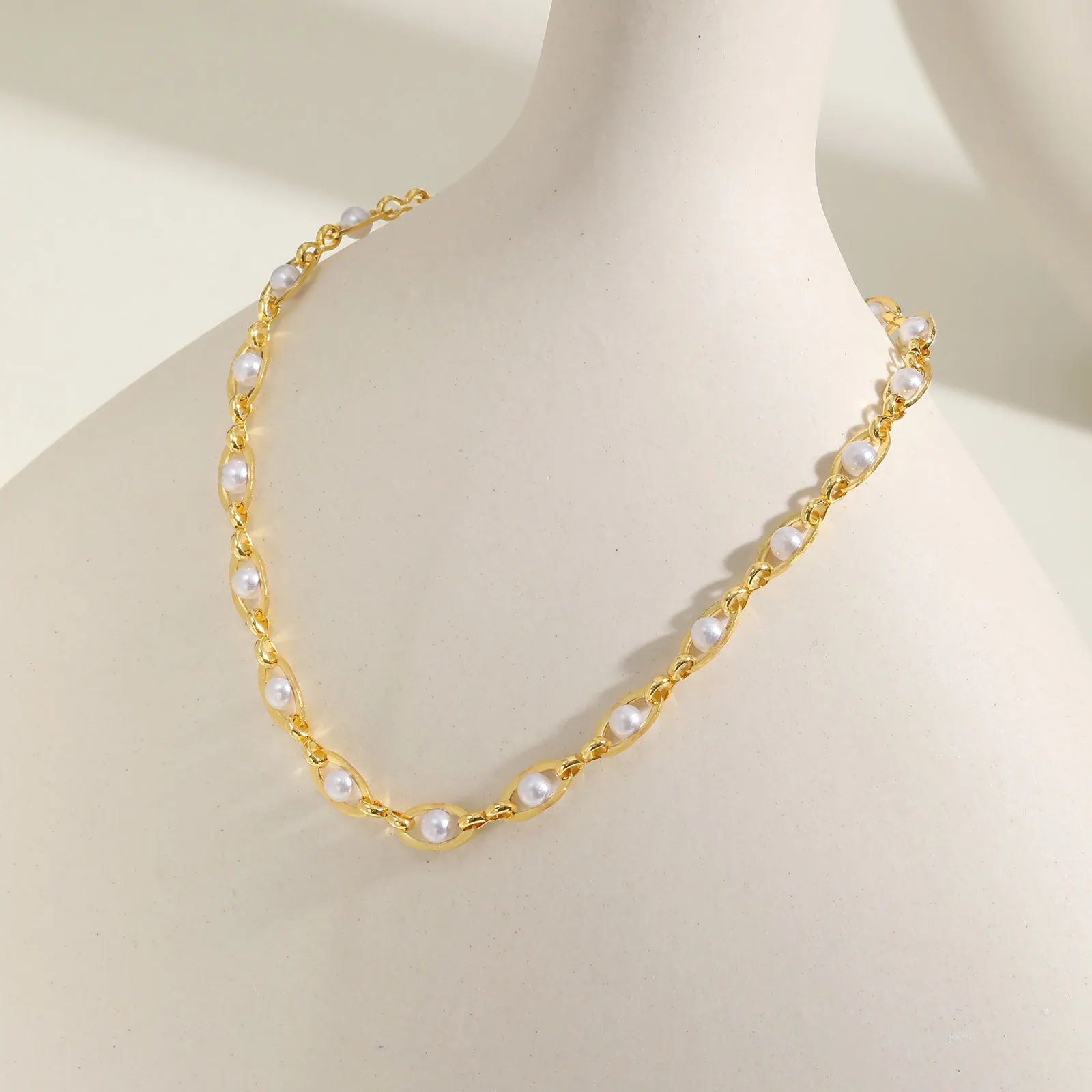 

Chain Bracelet Gold Plated Link, Dainty Pearl Bracelet Simple Jewelry Gift For Women Mom