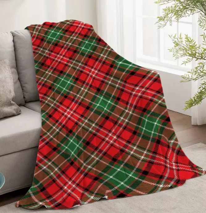 1pc Christmas-Themed Flannel Blanket Exquisite All-Season Nap, Office, Sofa Car Use Durable Edges Fun Shape, Small Throw Blanket