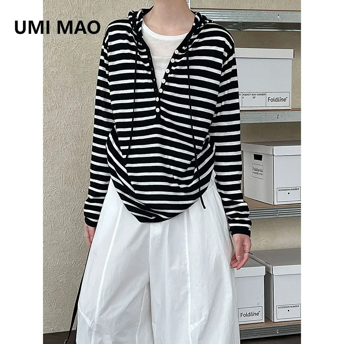

UMI MAO мягкий шерстяной полосатый пуловер, вязаный свитер для женщин, осенний новый повседневный универсальный топ Y2k, женские топы