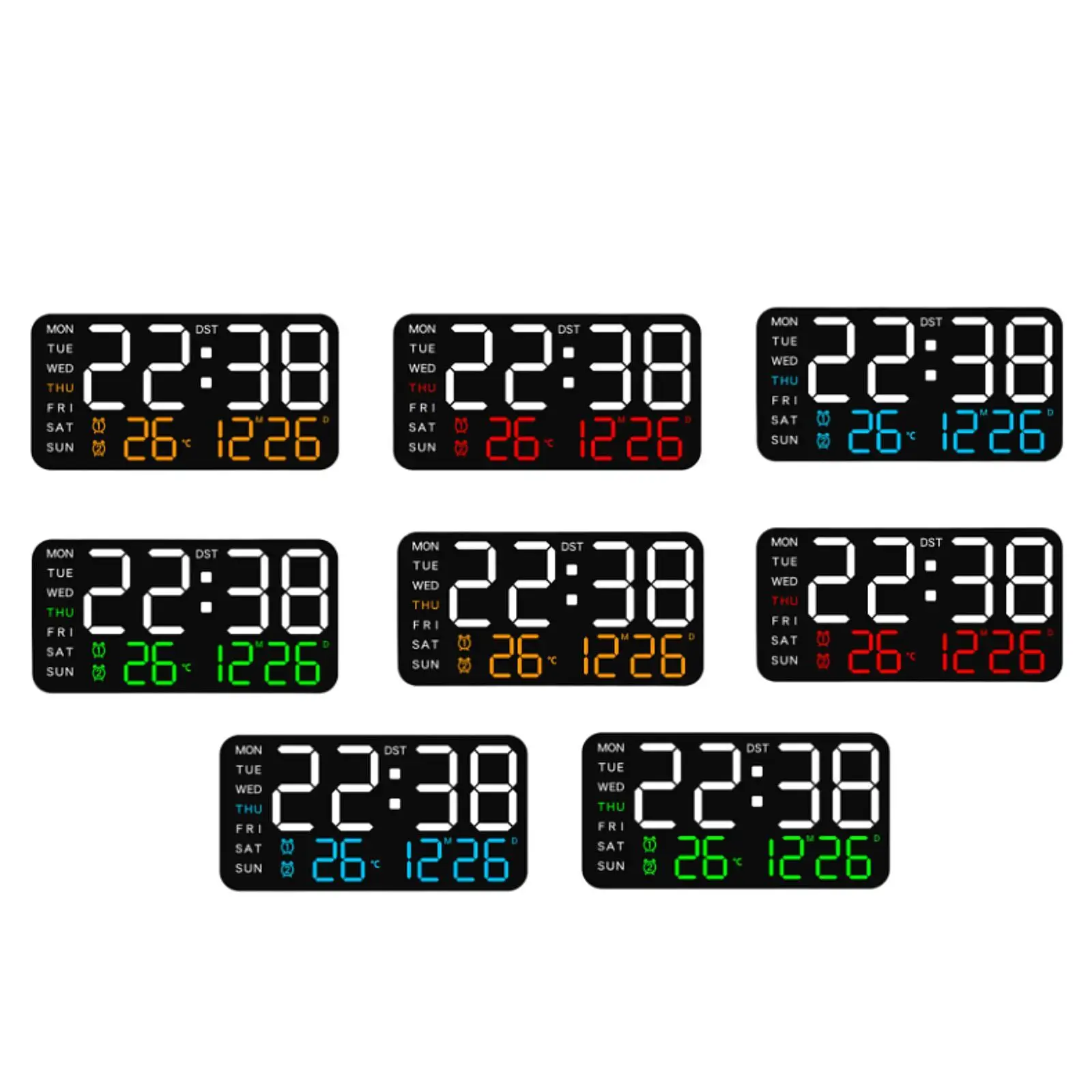 ساعة منبه رقمية LED ساعة مكتب رقمية شاشة عرض كبيرة اثنين منبه