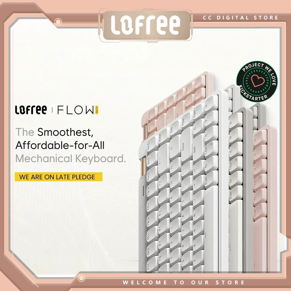 Lofree Lighter&Silenter POM Switch 2.4G Bluetooth Wired Gasket Mount Volume Roller Key Configurator Keycaps Flow Lite Keyboard