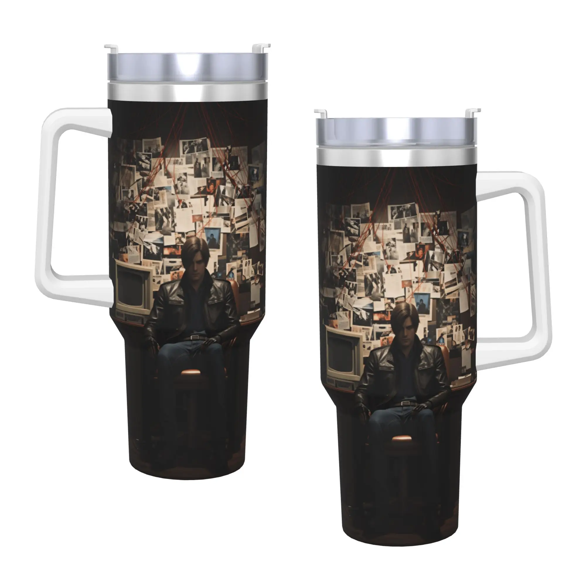 Stainless Steel Tumbler Residents Evils Mugs Cup With Straw  Travel Cold and Hot Water Bottle Heat Preservation 40oz Thermal Mug