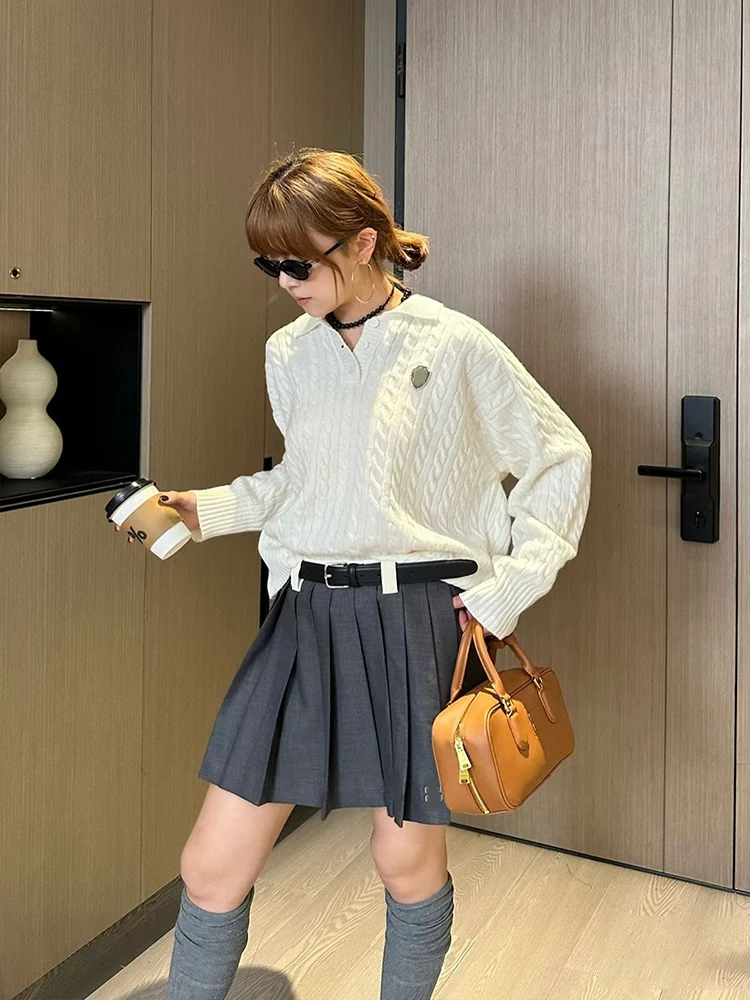 กระโปรงทรงเอเอวสูงจีบพลีท แฟชั่นผู้หญิง สีสันหลากหลาย กระโปรงอเนกประสงค์ สไตล์เรียบง่าย เหมาะสำหรับใส่ไปทำงาน ผลิตจากผ้าฝ้าย