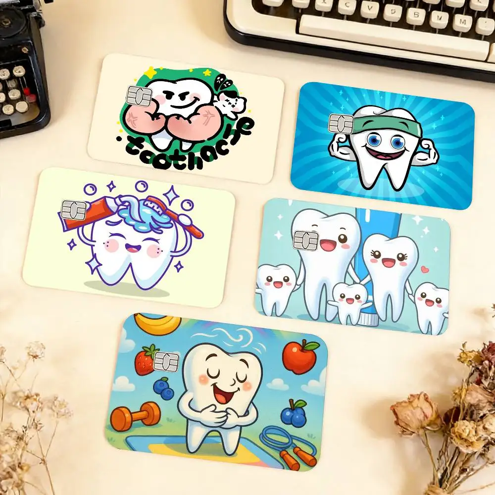 

Dental Protect Tooth Cartoon Waterproof Film Skin Cover Credit Card Stickers Debit Front Bank Bus Pass