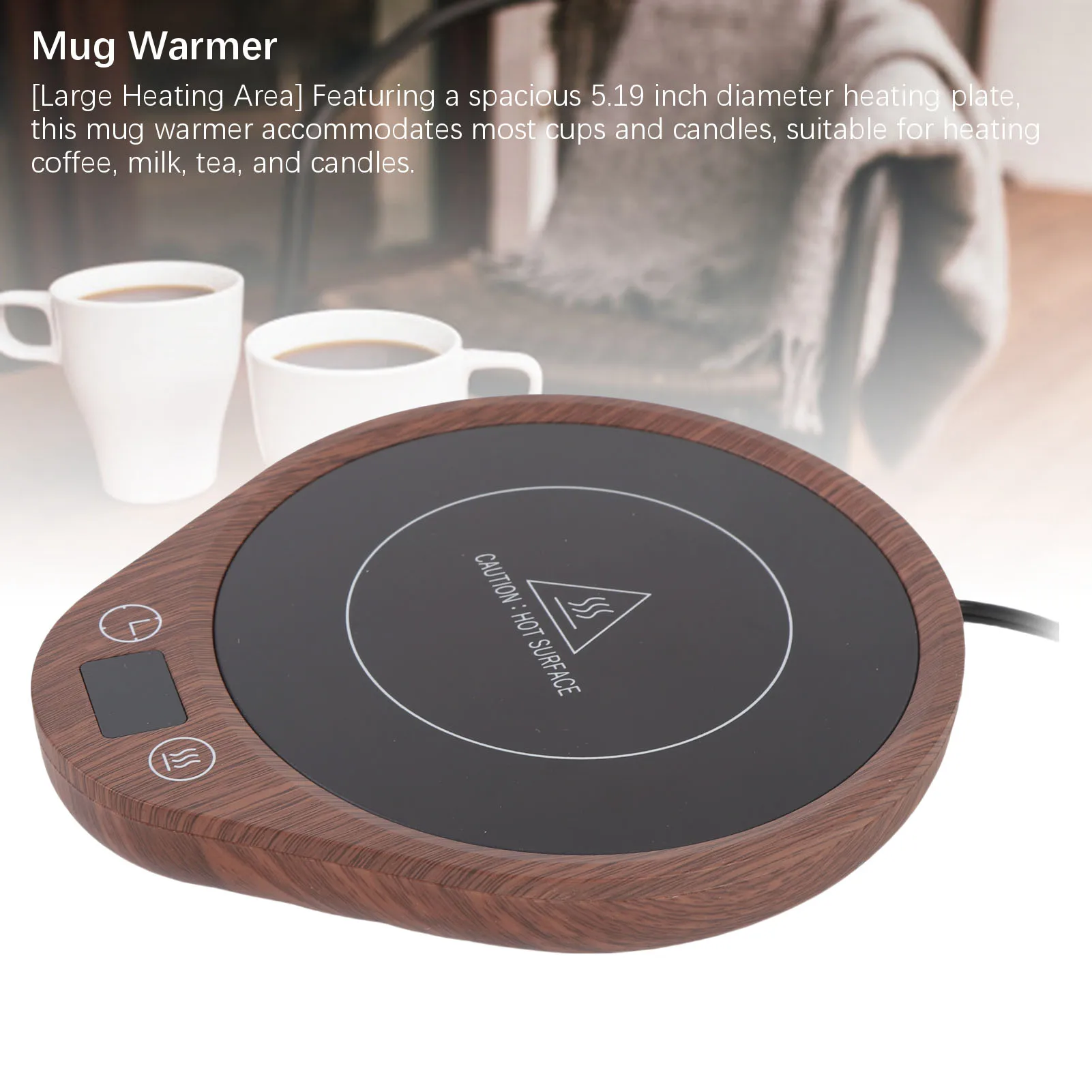 Aquecedor de canecas 36W, aquecimento uniforme rápido, 3 configurações de temperatura, aquecedor de copos com desligamento automático para café, chá, leite, cacau