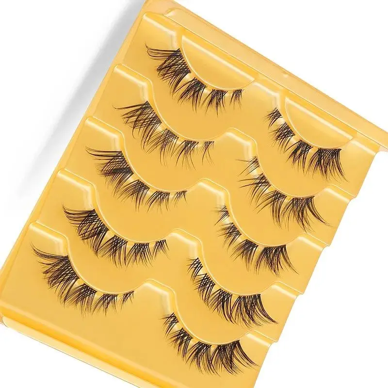 5 Tray/Pack  Artificial natural multi-layer curling thick multi-layer curling thick transparent stem eyelashes