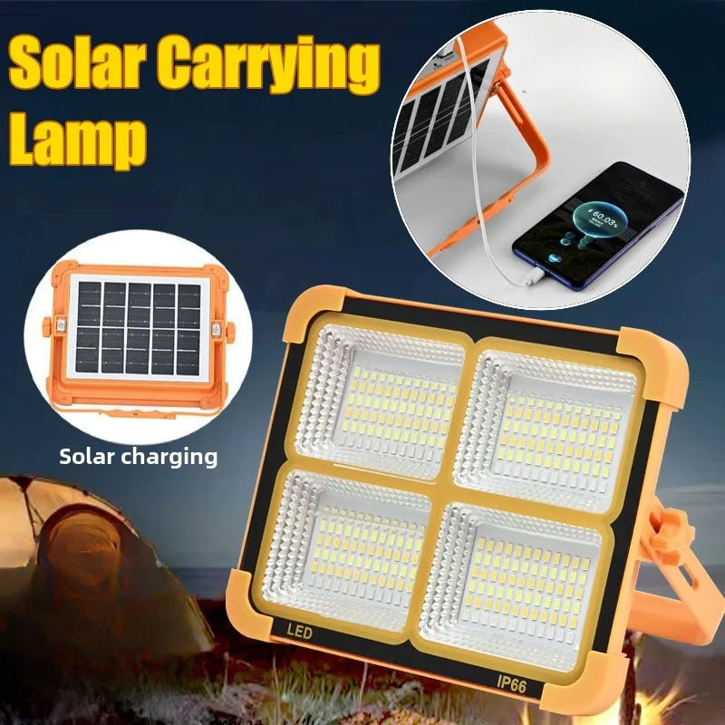 New Rechargeable Solar Flood Light Outdoor Portable LED Reflector Spotlight Rechargeable Projector Floodlight Construction Lamp